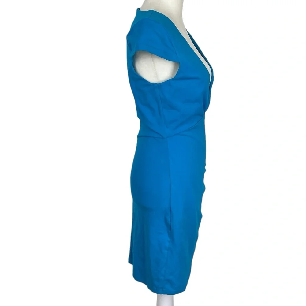 Revolve By The Way Minnie Deep V Dress Ruched Bodycon Size Small Blue - Picture 3 of 15